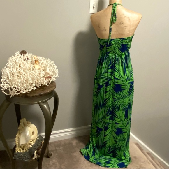 🇨🇦 Maxi Sun Dress, L, Blue Green Summer Dress - Picture 5 of 6